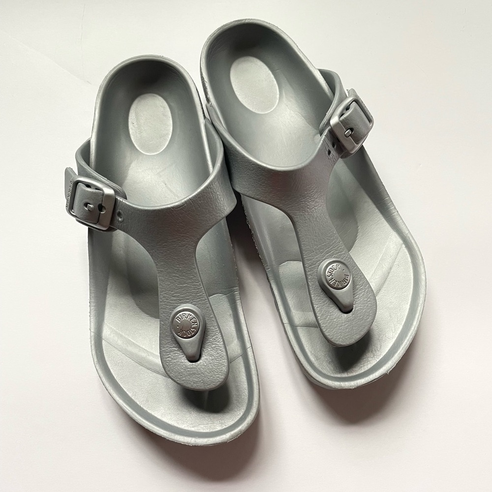 Kids Silver Birkenstock EVA Sandals sz 33